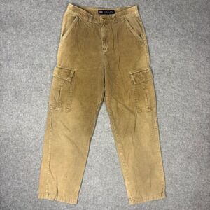 Chaps Mens Corduroy Cargo Pants Tan Brown Straight Leg Utility‎ 30x32